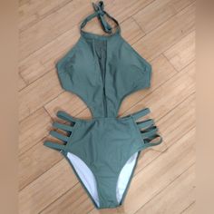 Tempt Me Women One Piece Mesh Swimsuit High Neck Halter Cutout Monokini Swimwear. ******Color Is More Of A Dull/Army Green Not The Bright Green On The Stock Photos****** Nwt Smoke Free Home All Sales Final Cutout Halter Neck Tankini For Beachwear, Green Backless One-piece Swimsuit For The Beach, Green Halter Neck Bodysuit For Beach, Green Backless One Piece For The Beach, Green Backless One-piece For The Beach, Green Cutout Swimwear For Pool, Beachwear Bodysuit With Halter Neck And Cutout, Beachwear Bodysuit With Cutout Halter Neck, Cutout Halter Neck Bodysuit For Beachwear