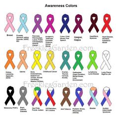 Awareness Colors, Ribbon Meaning, See Tattoo, Awareness Ribbons Colors, Tattoo Plant, Symbol Tattoos, Grand Prairie, Color Meanings