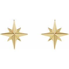 the gold star stud earrings are made from metal and have small stars on each side