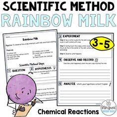 the science method for rainbow milk is shown in this graphic book with instructions to use it