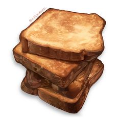 three pieces of toast stacked on top of each other