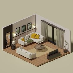 3D Model Low-Poly Living Room 4 PNG - Toffu Co 3d Design Living Room, Good Proportion Interior Design, Model Room Design, 3d Living Room Interior Design, Living Room Model Interior Design, 3d Furniture Design, Digital Room Design, Interior Design Maquette, Home Models Design