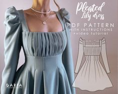 Poof Dress Pattern, Modern Dresses Sewing Patterns, Squared Dress Pattern, Online Sewing Patterns For Senior Pictures Drzpes, Pleated Neckline Dress Pattern, Free Dress Bodice Pattern, Dress Patterns Autumn, Making Dresses Sewwing, Puffy Dress Patterns