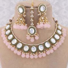 Gold Rodium Polish Pink and Majenta color Necklace in Metal Alloy studded with Kundan, Pearl Luxury Kundan Necklace With Pearl Pendant As Gift, Luxury Pink Kundan Necklaces, Luxury Pink Kundan Necklace, Maroon Necklace, Violet Necklace, Reception Lehenga, Engagement Reception, Color Necklace, Metal Necklace