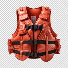 an orange life vest on a transparent background