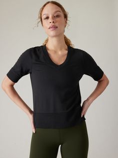 Step Forward Sweatshirt Tee | Athleta Athleta Shorts, Bra Dress, Athletic Apparel, Petite Size, Crew Neck Tee, Nirvana, Workout Tops, Jacket Tops, Black Tee