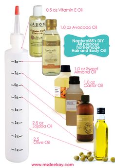 Naptural85′s DIY all purpose homemade Hair and Body Oil Oils And Their Uses, Hair Oil Recipe, Avocado Hair, Natural Hair Care Tips, Types Of Hair, Homemade Hair Products, Hair Remedies