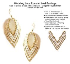 the beaded earrings are shown in gold and white