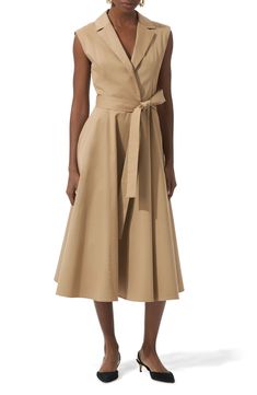 Carolina Herrera Sleeveless Stretch Twill Trench Dress | Nordstrom Sleeveless Trench, Twill Dress, Sleeveless Wrap Dress, Trench Dress, Nautical Looks, Tiered Midi Dress, Dress Crafts, Wool Turtleneck, Midi Shirt Dress