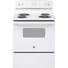 a white stove with two burners and an oven door on the top, in front of a white background