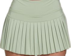 Stretch Skort With Pockets, Fitted Green Skirt For Sports, Summer Green 4-way Stretch Tennis Skirt, Fitted Pleated Swim Skirt For Sports, Green 4-way Stretch Tennis Skirt For Summer, Green Tennis Skirt With 4-way Stretch For Summer, Green Mini Swim Skirt With Built-in Shorts, Green Fitted Short Skort, Pleated Fitted Swim Skirt