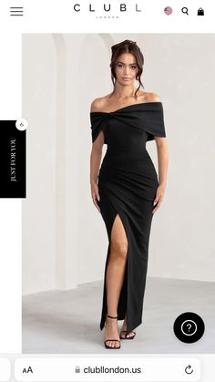 Business Dinner Dress, Business Dinner, Winter Wedding Guest Dress, Club L London, Bardot Neckline, Engagement Dresses, Maid Dress, Floor Length Gown, Dinner Dress