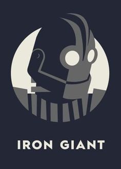 the iron giant logo is shown in grey and black