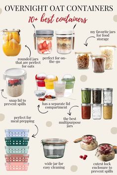 overnight oat containers Overnight Oats Storage, Overnight Oats How To Make, Best Jars For Overnight Oats, Jars For Overnight Oats, Overnight Oat Jars, Overnight Oats Container, Meal Prep Necessities, Overnight Oats Jar, Overnight Oats Container Ideas