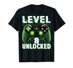 level 8 unlocked video game controller t - shirt