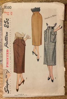 50s Simplicity 3330 Pencil Skirt Pattern | Etsy 50s Skirt Pattern, 1950s Pencil Skirt, 50s Patterns, Pleated Skirt Pattern, 50s Skirt, Pencil Skirt Pattern, 1950s Sewing Patterns, Calf Length Skirts, Slim Skirt