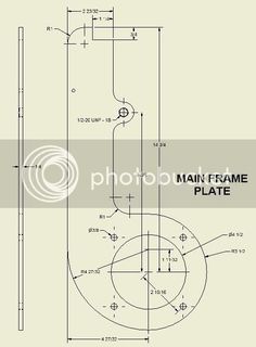 a drawing of the main frame plate with measurements for each section and its corresponding parts