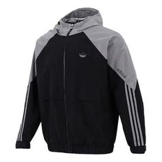 Men's adidas originals Contrasting Colors Raglan Sleeve Woven Hooded Jacket Black HC0328 Sporty Adidas Windbreaker For Winter, Adidas Nylon Track Jacket For Streetwear, Urban Hooded Track Jacket With Adidas Logo, Urban Style Hooded Track Jacket With Adidas Logo, Sporty Hooded Windbreaker With Adidas Logo, Casual Adidas Windbreaker For Sports, Urban Hooded Track Jacket, Adidas Logo Hooded Track Jacket For Streetwear, Hooded Adidas Track Jacket For Streetwear