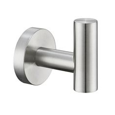 a stainless steel toilet paper holder on a white background with clipping to the wall