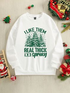 White Casual Collar Long Sleeve Fabric Christmas,Letter Pullovers Embellished Non-Stretch  Women Clothing Christmas Tshirt Ideas, Fall Shirts Vinyl, Merry Crisis, Tree Slogan, Christmas Svgs, Door Decorating Contest, Drop Shoulder Sweatshirt, Christmas Western, Holiday Brunch