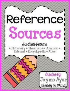 a poster with the words reference sources on it