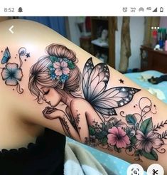 Flower Fairies Tattoo, Fairy Tattoo Ideas For Women, Hand And Finger Tattoos, Fairy Tattoo Designs, Mommy Tattoos, Butterfly Tattoos For Women, Tattoos For Women Flowers, Tasteful Tattoos, Gorgeous Tattoos