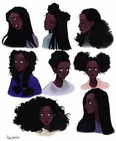 six black women with different hair styles