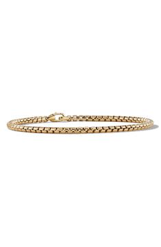 A boxy chain updated by the artful eye and skillful hand of David Yurman features sculptural links in a smooth texture. Push-clasp closure 18k gold Imported Men’s Bracelets In Gold, Men Gold Bracelet, Collage Cutouts, Mens Bracelet Gold Jewelry, Jewelry Basics, David Yurman Mens, Gold Bracelet Simple, Mens Chain Bracelet, David Yurman Bracelet