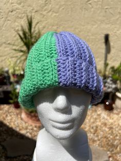 Looking for the best accessory to add to your collection? Your search has ended with the adorable Crochet Two-Toned Beanie Hat, 'Mint Berry' Edition! With its lovable pastel green and purple combo, you can be promised to be the cutest person around. Plus, since it's handmade its unique to you!  The Crochet Two-Toned Beanie Hat, 'Mint Berry' Edition fits as a regular beanie. Will have some stretch because it is yarn, but only a bit. Please reference Details for more info. To Wash: Hand wash with Pastel Green And Purple, Art Crochet, Adorable Crochet, Crochet Art, Pastel Green, Beanie Hat, Green And Purple, Beanie Hats, Fiber Art