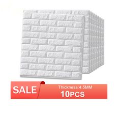 white brick wall stickers for sale on the side of a red sign with 10 pcs