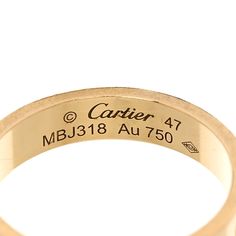 This is an authentic CARTIER 18K Yellow Gold 3.5mm LOVE Wedding Band Ring size 47 or 4. The ring is crafted of 18 karat yellow gold and features the signature LOVE screw symbol motifs engraved throughout the band. Wedding Band Ring, Love Wedding, Wedding Ring Bands, Band Ring, Cartier, Wedding Band, Band Rings, Screw, Wedding Bands