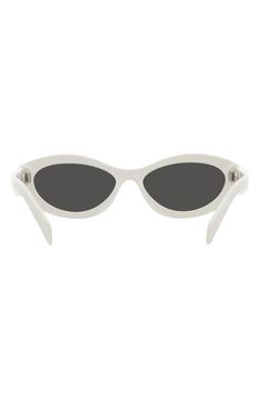 Sleek angles shape these '90s-inspired sunglasses crafted in Italy out of smooth acetate. 55mm lens width; 16mm bridge width; 145mm temple length 100% UV protection Acetate Made in Italy White Cat Eye Shield Sunglasses With Gradient Lenses, Classic Cat Eye Sunglasses In Optic White, White Polarized Cat Eye Shield Sunglasses, White Cat Eye Shield Sunglasses With Polarized Lenses, White Cat Eye Shield Sunglasses With Uv Protection, White Acetate Sunglasses With Polarized Lenses, White Acetate Sunglasses With Tinted Lenses, Classic Optic White Cat Eye Sunglasses With Tinted Lenses, White Acetate Cat Eye Sunglasses