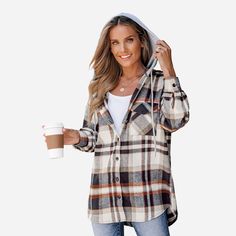 Embrace classic style with our Plaid Drawstring Hooded Jacket from Cupshe. This timeless piece features a traditional plaid pattern and a practical hood, combining fashion with functionality. Whether you layer it over jeans and a tee for a casual day out or pair it with a dress for a chic ensemble, this jacket adds a touch of sophistication to any look . Product code: CAA01A3K014HK Casual Plaid Hooded Jacket With Pockets, Casual Plaid Long Sleeve Hooded Jacket, Plaid Cotton Hooded Jacket For Fall, Casual Plaid Hooded Jacket For Winter, Casual Plaid Hooded Outerwear, Casual Hooded Plaid Outerwear, Fall Plaid Hooded Jacket With Pockets, Plaid Hooded Flannel Outerwear, Hooded Flannel Outerwear For Fall