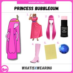 the princess bubblegum costume is shown in pink