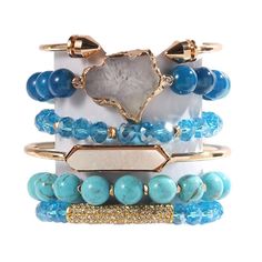 PRICES MAY VARY. [ 6 Pcs Natural Stone Beaded Bracelets/Bangle Set ]:Made of 100% Natural Stone, Tiger eyes, Turquoise, Jasper, Agate, Ceramics, High quality beads, Crystal,Semi-Precious Gemstone and Gemstone which are high quality materials,Smooth and comfortable. Bohemian bracelets sets are threaded with strong elastic string. Durable and flexible.The addition of the bangle makes the bracelet both vintage and stylish.With 6 individual single loop bracelets, you can choose to wear one or severa Loop Bracelets, Boho Beaded Bracelets, Boho Bangle Bracelets, Bracelets Sets, Bangle Design, Stone Bead Jewelry, Tiger Eyes, Boho Bangle, Bracelets Bangle