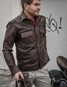 ✂️ Want to see more leather vests and leather jackets ? Please click on https://www.etsy.com/shop/FashionRacing?section_id=21524124 FashionRacing ✂️Leather Trucker / Leather Shirt Jacket features the classic silhouette of trucker jacket, but seriously upgraded in premium leather. Real cow leather Zippers YKK Functional pockets Leather shirt | Men leather shirt | Motorcycle leather shirt | Gray leather shirt | Custom leather shirt | Men leather jacket | Cafe Racer #FashionRacing ✂️ Made with love Urban Leather Jacket For Fall, Leather Biker Jacket With Flap Pockets, Leather Jacket For Urban Adventures, Leather Long Sleeve Jacket For Urban Adventures, Long Sleeve Leather Jacket For Urban Adventures, Leather Biker Outerwear With Flap Pockets, Leather Biker Jacket With Pockets For Outdoor, Urban Leather Jacket For Urban Adventures, Leather Jacket For Outdoor Fall Season