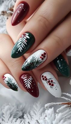 Pink Ombre Nails, Cute Christmas Nails, Christmas Nail Art Designs, Holiday Nail, Christmas Nails Acrylic