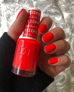 Neon Nail Polish Colors, Dnd Ruth Gel Polish, Neon Red Gel Polish, Dnd 712 Ruth Nails, Dnd Red Nail Colors