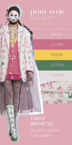 #Thom Browne I love the color palette and the very simple repetitive sea motives print =D #patterns #pink #green Tiered Dress Casual, Clothing Drawing, Fashion Boards, Casual Edgy