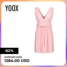 crepe, pleated, no appliqués, basic solid color, v-neck, sleeveless, no pockets, rear closure, zip, fully lined, large sized , Color: Pink , Size: 4 Color Rosa, Pleated Dress, Short Dress, Dresses Online, Chloe, Short Dresses, Size 4, Solid Color, Summer Dresses