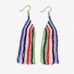 Brittany Thin Waterfall Stripes Beaded Fringe Earrings Rio Beaded Fringe Earrings, Light Lavender, Human Hands, Human Hand, Triangle Earrings, Beaded Fringe, Seed Bead Earrings, Fringe Earrings, Bead Earrings