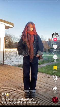 Layered Denim Jacket Outfits, Winter Flea Market Outfit, Chilly Weather Outfits Aesthetic, Jaden Boots Dr Martens Outfit, Cute Layered Winter Outfits, Midwest Emo Winter Outfits, Easy Layering Outfit, Winter Thanksgiving Outfits, Warm Layered Outfits Cold Weather