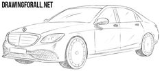 a drawing of a mercedes car