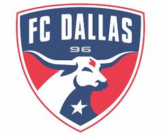 the logo for the soccer team, which is currently in red white and blue with an image of a bull's head on it