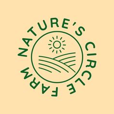 the nature's circle logo is shown in green on a yellow background with an image of a field and sun