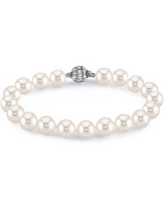 This gorgeous bracelet is a recent addition to The Pearl Source and is sure to be a favorite for the upcoming holiday season. The pearl bracelet consists of 7.0-7.5mm AAAA GEM-quality freshwater pearls with 'Very High' luster, our highest grade in every category. The brilliant white color of this bracelet would also go great with one of our exquisite white freshwater necklaces. The bracelet is affixed with a beautiful 14K white or yellow gold clasp of your choice. Dinner Party Attire, Pearl Trend, Pearl Bracelets, Party Attire, Pearl Necklace Set, Freshwater Pearl Bracelet, Pearl Leather, White Freshwater Pearl, Pearl Types