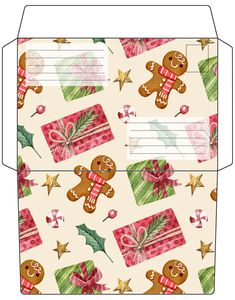 Send your letter in a stunning envelope with a cute pattern. You can print amazing envelopes and send lovely letters for your pen pals or family members :) Envelope Size: 17,5x11,5 cm (if you print them on sheet A4). Christmas Envelopes Printable, Christmas Stationary Printable, Christmas Envelope Template, Kawaii Envelopes, Envelope Design Template, Free Printable Envelopes, Christmas Envelope, Holiday Envelopes, Printable Stationary