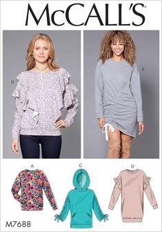 two women's tops and hoodies with ruffled sleeves