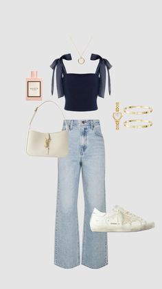 Fancy Girl Outfits, Paris Aesthetic Fashion, Girl Outfits Summer, Jeans Claro, Paris Aesthetic, Casual Preppy Outfits, Everyday Fashion Outfits, Quick Outfits, Casual Chic Outfit