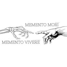 two hands touching each other with the words mementoo mor